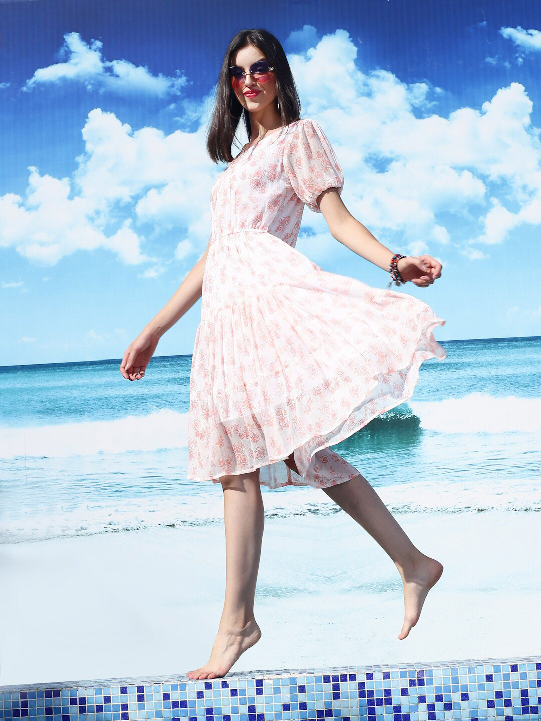 Sera Tie and Dye Chiffon A-Line Dress