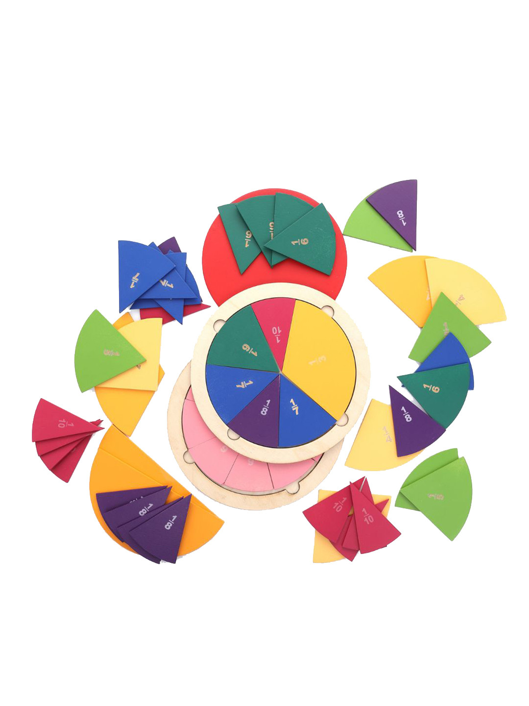 Nesta Toys 57 Pieces Wooden Fraction Puzzle Toy