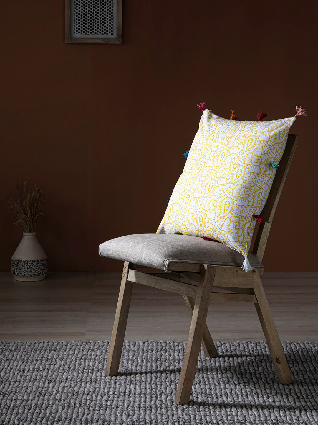 Contrast Living White Floral Cotton Lightweight Square Cushion Covers - 18 x 18 In