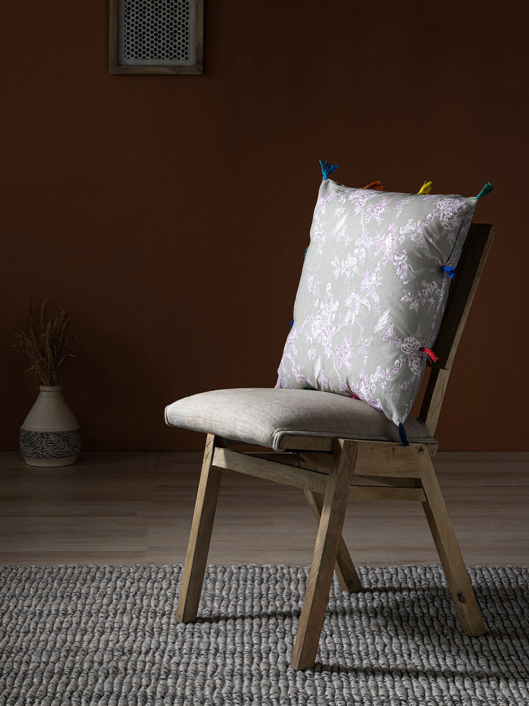 Contrast Living Floral Cotton Square Cushion Covers - 18 x 18 In