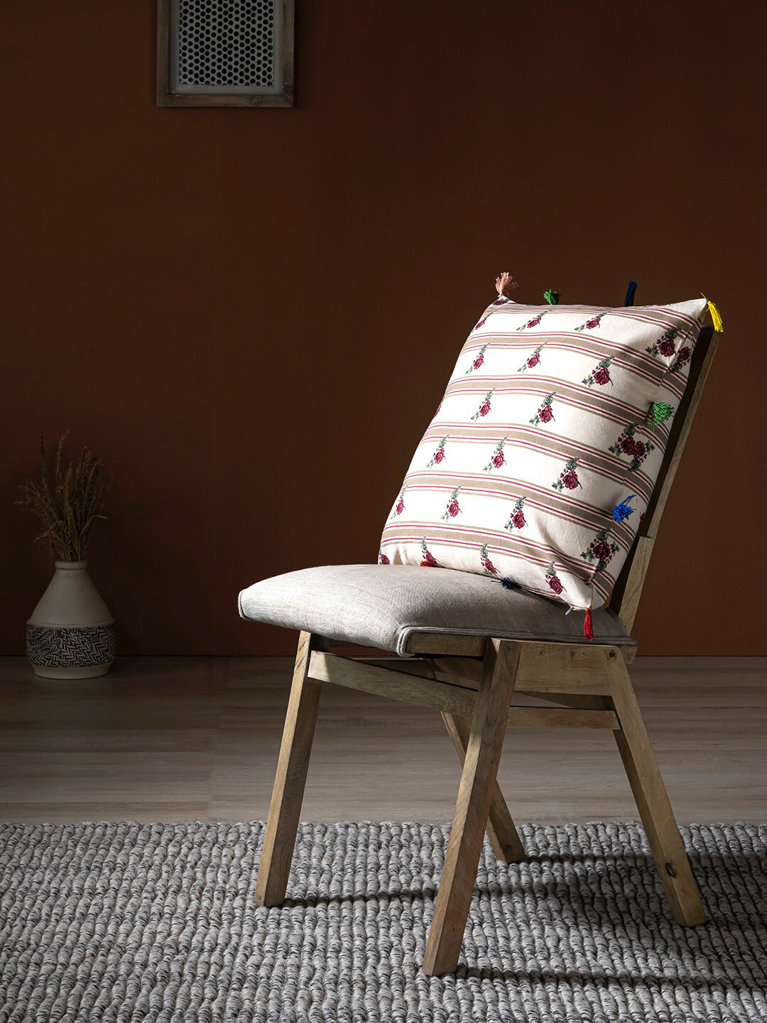 Contrast Living Floral Cotton Square Cushion Covers - 18 x 18 In