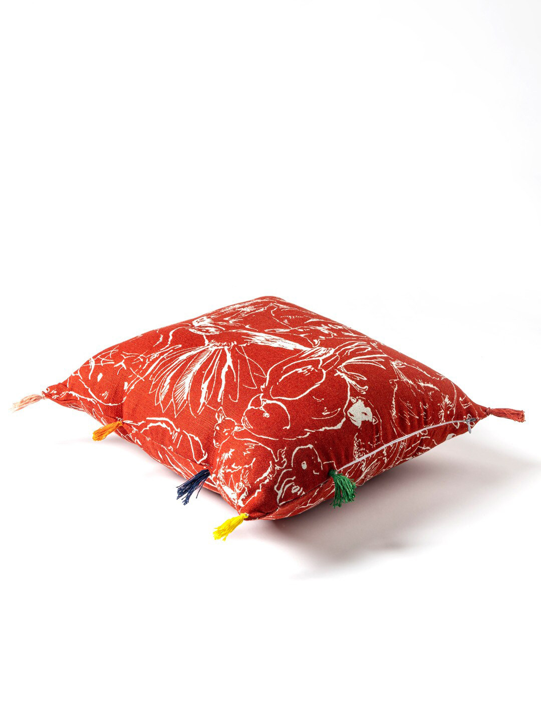 Contrast Living Linen Red Abstract Cotton Lightweight Square Cushion Covers - 18 x 18 In