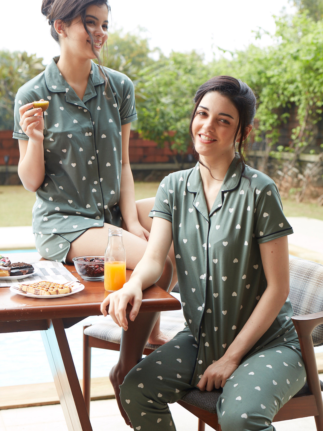 Zeyo Women Printed Pure Cotton Shirt With Pajama, Short