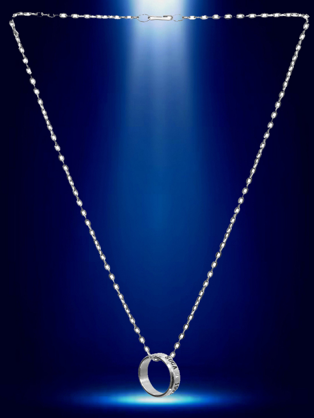 UNIVERSITY TRENDZ Silver-Plated Suga Bangtan BTS Stainless Steel Ring Pendant Necklace