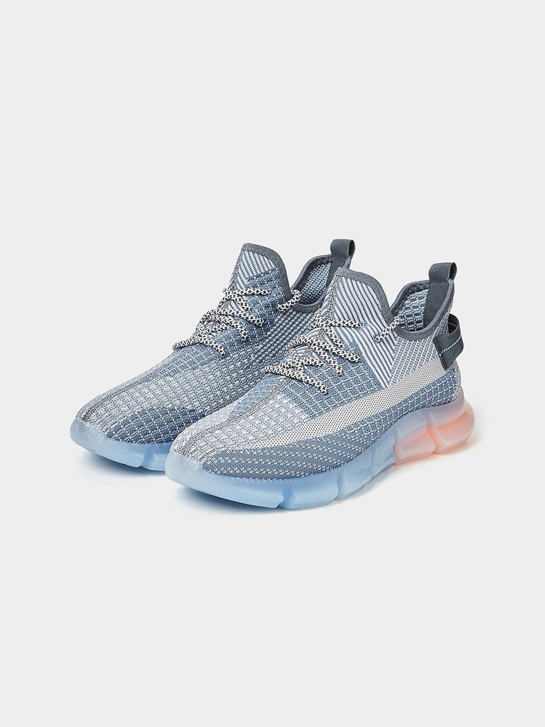 Styli Men Woven Design Textile Contrast Sole Sneakers