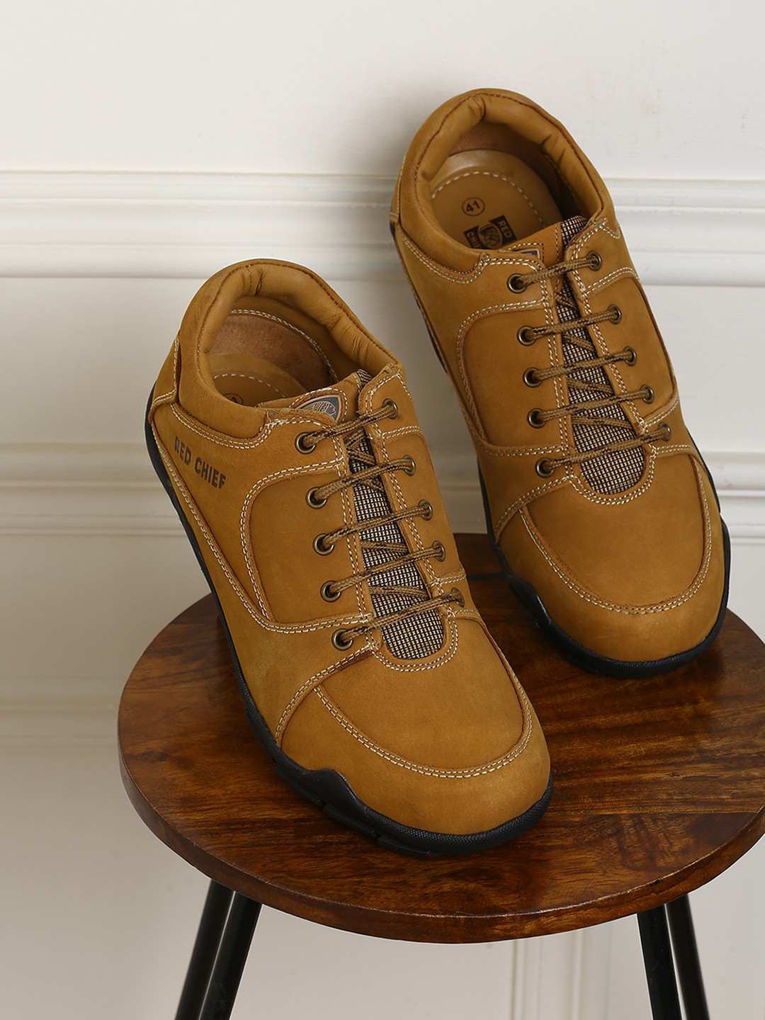 Red Chief Men Rust Leather Casual Sneakers