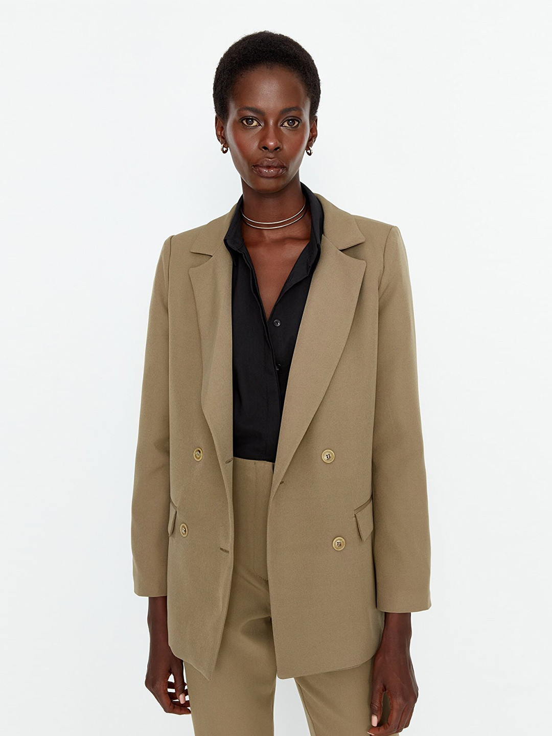 Trendyol Notched Lapel Long Sleeves Double-Breasted Blazer