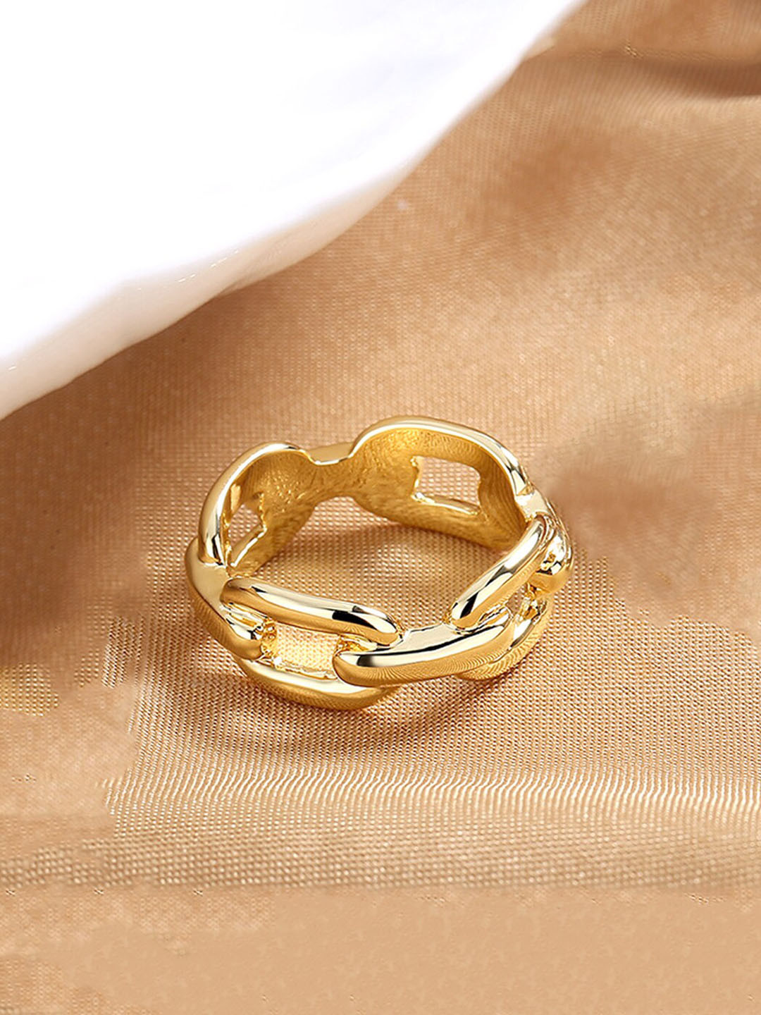 Unwind by Yellow Chimes Gold-Plated Linked Chain Finger Ring