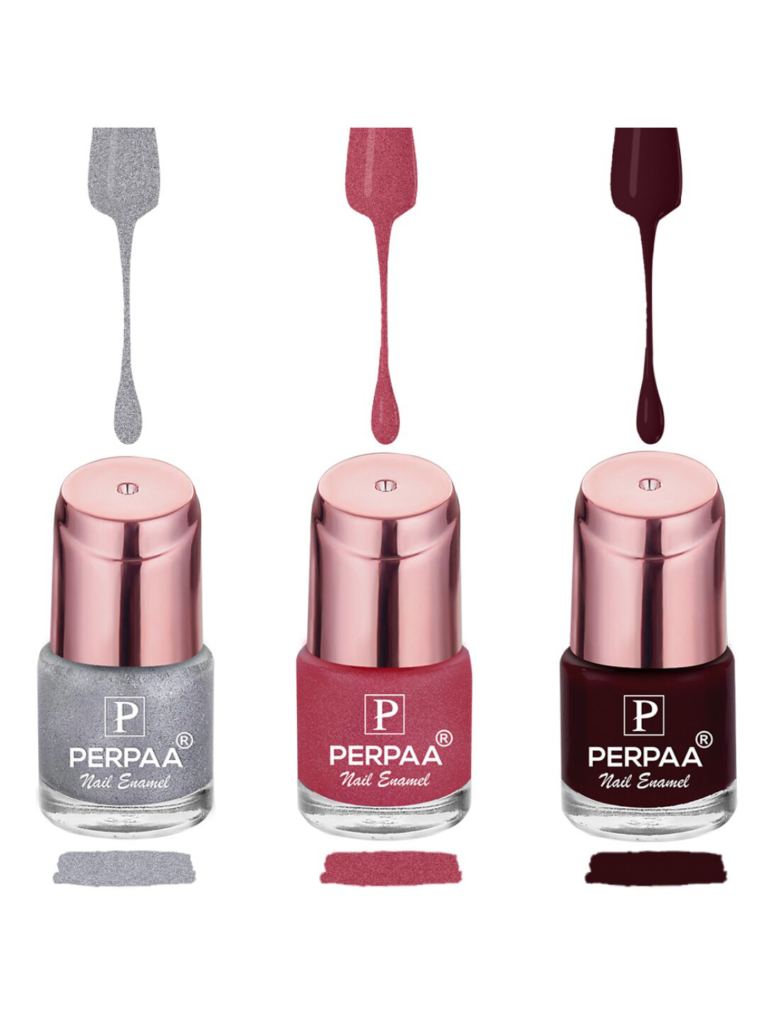 PERPAA Set of 3 Quick-Drying Long-Lasting Gel Based Gloss Nail Polish - 6 ml each