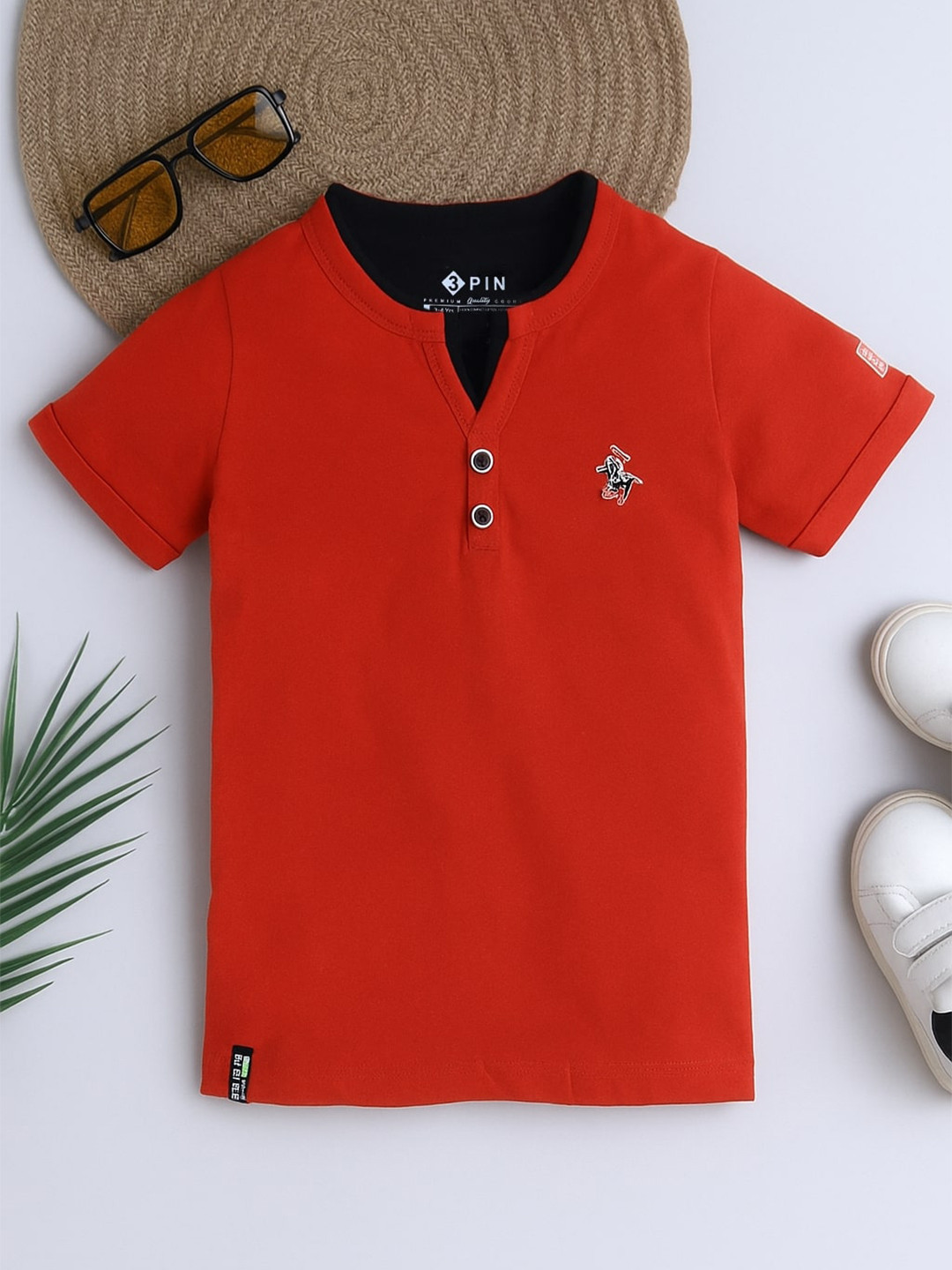 3PIN Boys Henley Neck Cotton T-Shirt