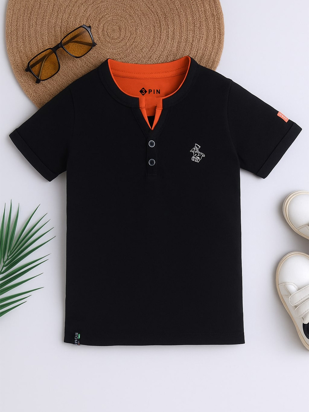 3PIN Boys Henley Neck Cotton T-Shirt