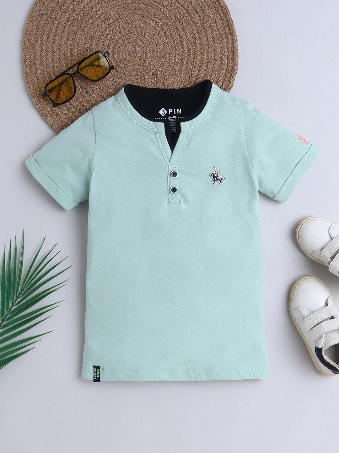 3PIN Boys Henley Neck Cotton T-Shirt