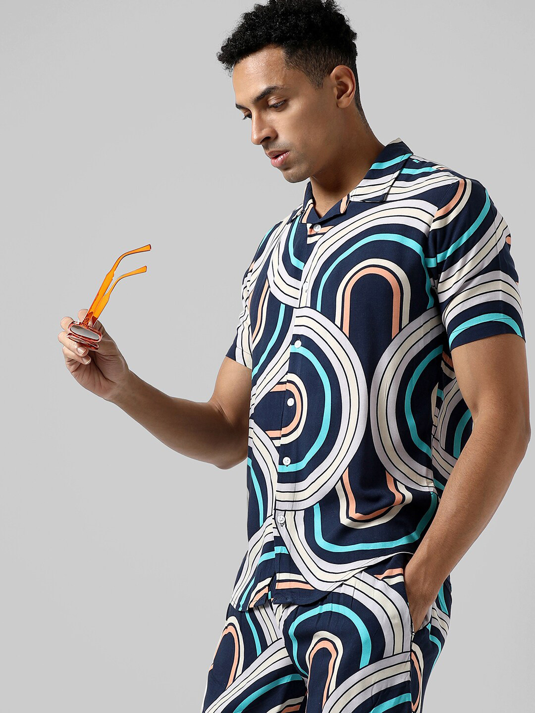 Campus Sutra Abstract Printed Regular Fit Co-Ords