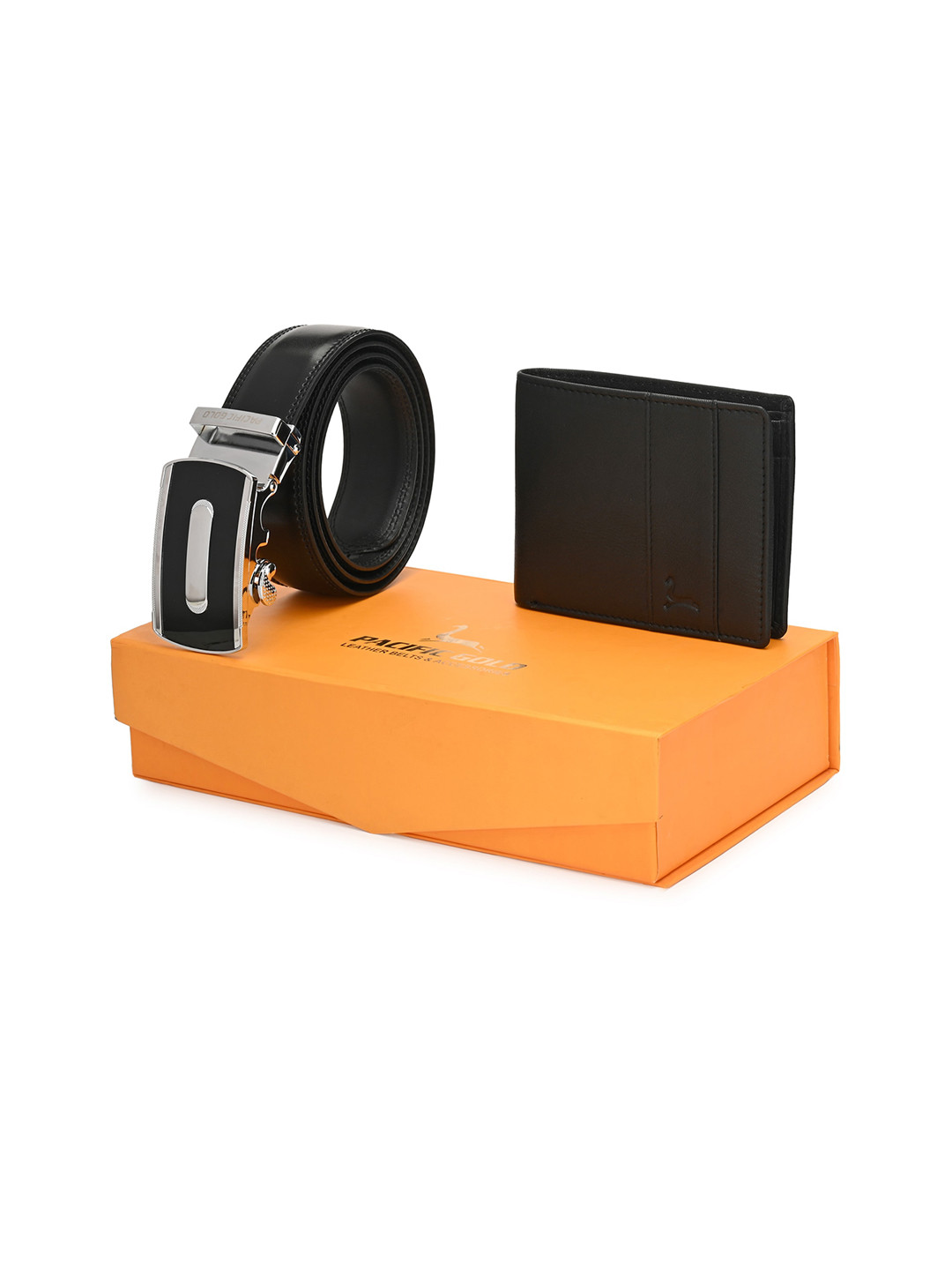 Pacific Gold Genuine Leather Belt & Wallet Gift Set
