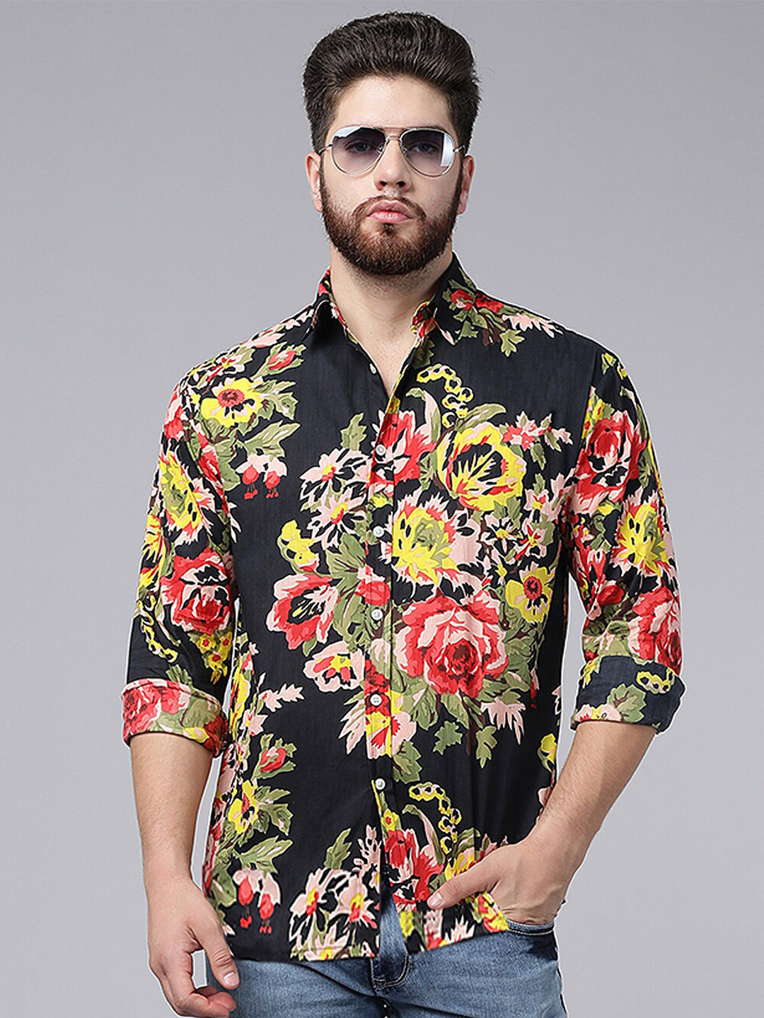 A.T.U.N. Classic Fit Floral Printed Opaque Casual Pure Cotton Shirt