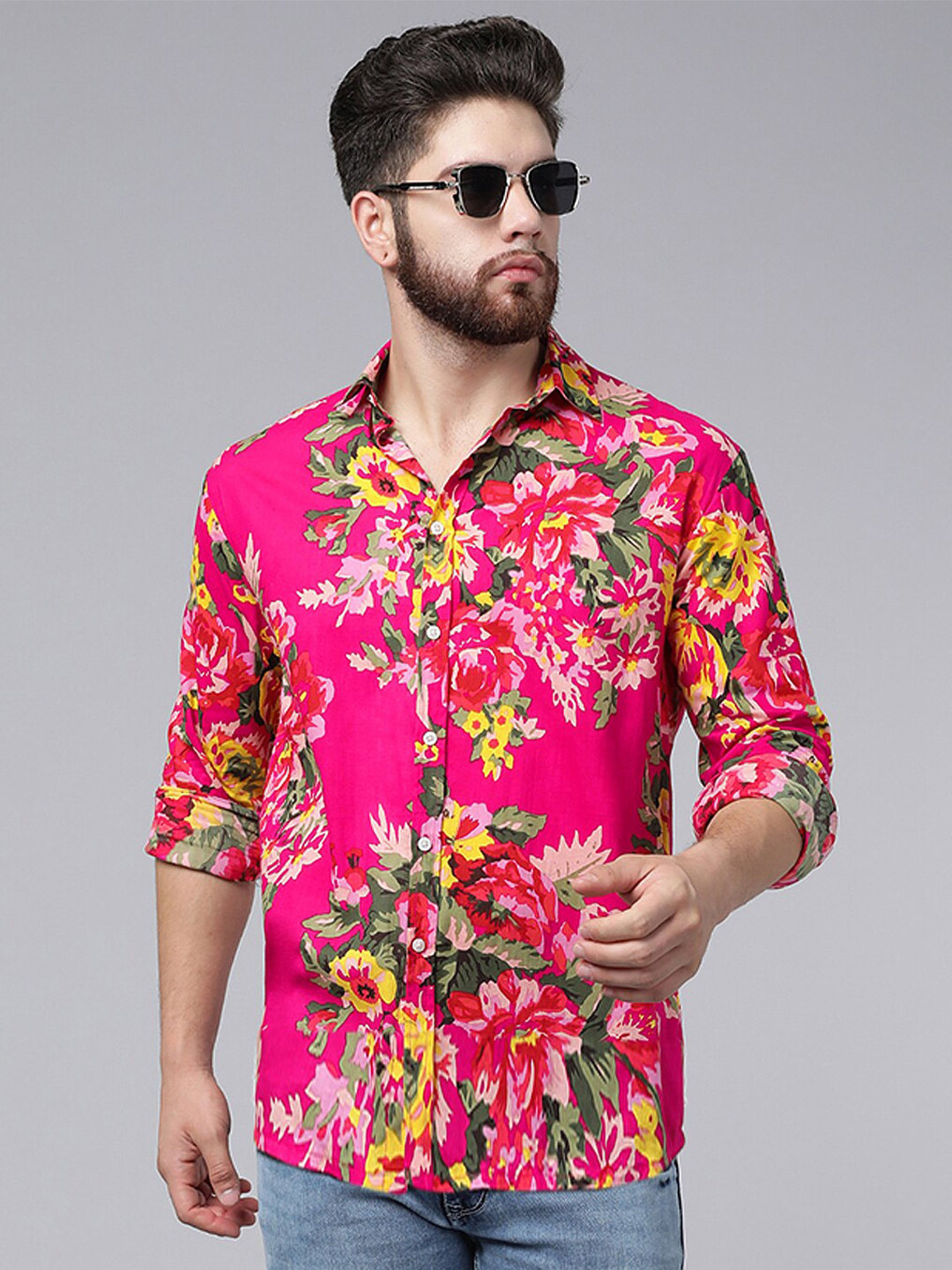 A.T.U.N. Classic Fit Floral Printed Opaque Casual Pure Cotton Shirt
