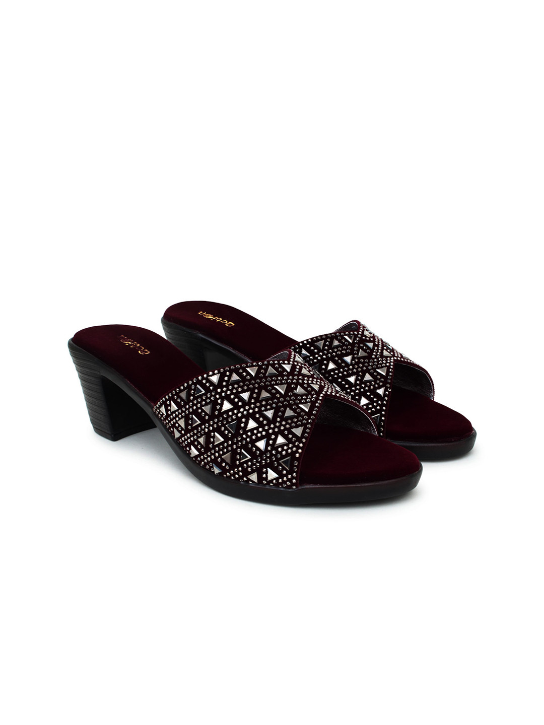 Action Embellished Suede Block Heels