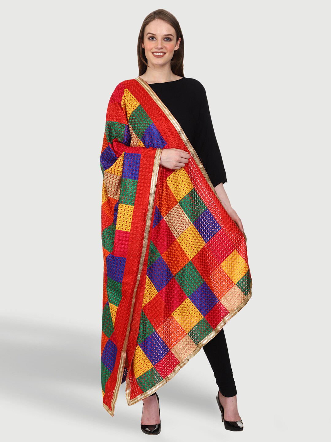 SWI Stylish Embroidered Dupatta with Phulkari