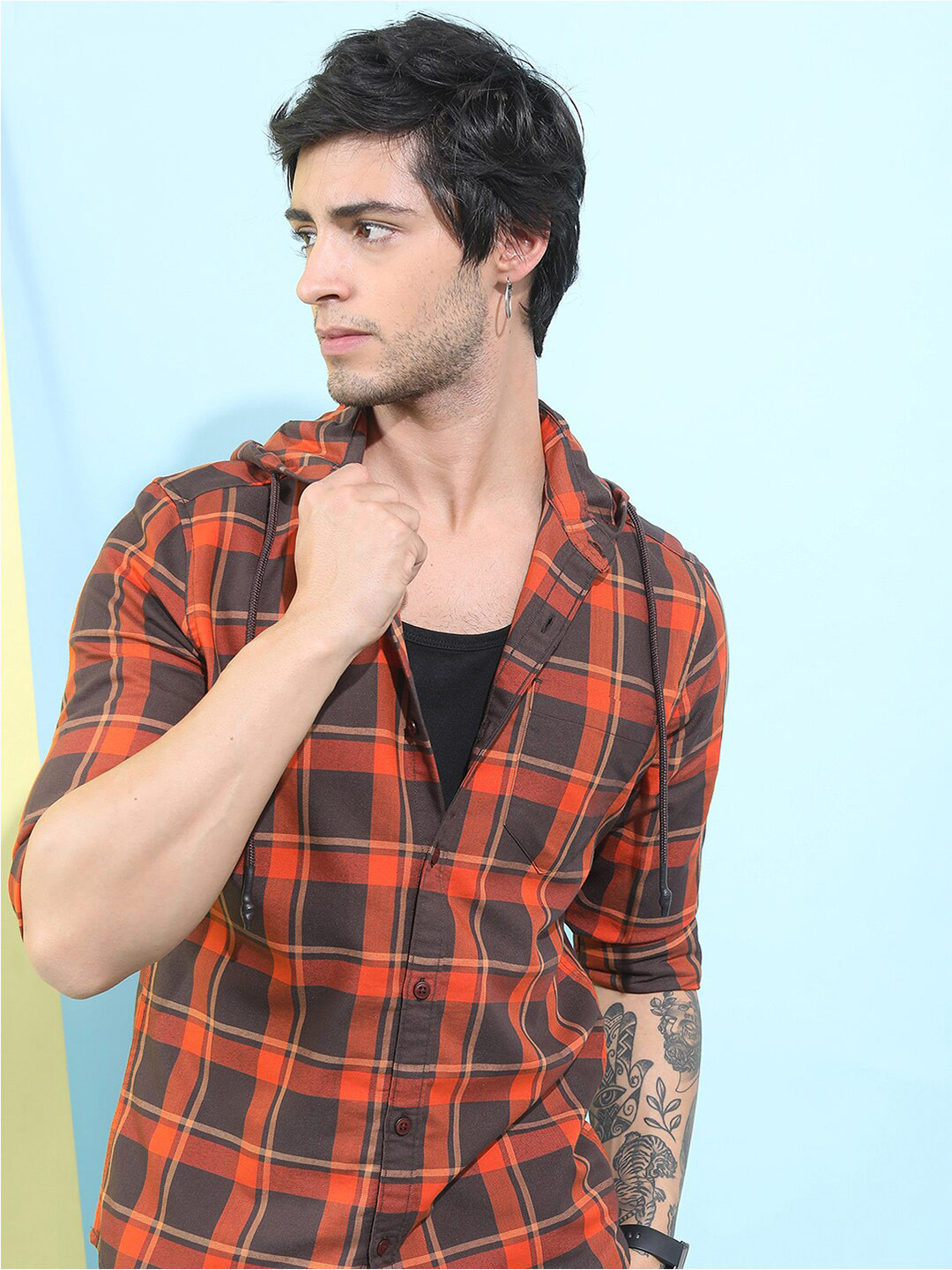 HIGHLANDER Slim Fit Windowpane Checked Casual Shirt