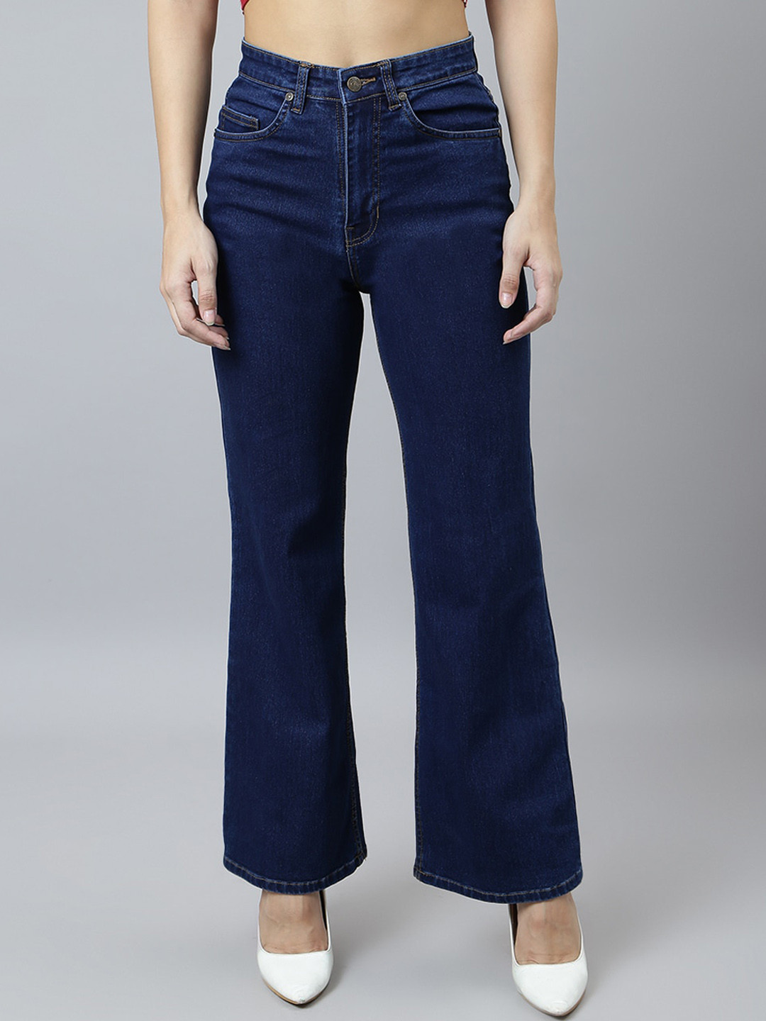 GUTI Women Flared Clean Look High-Rise Bootcut Stretchable Jeans