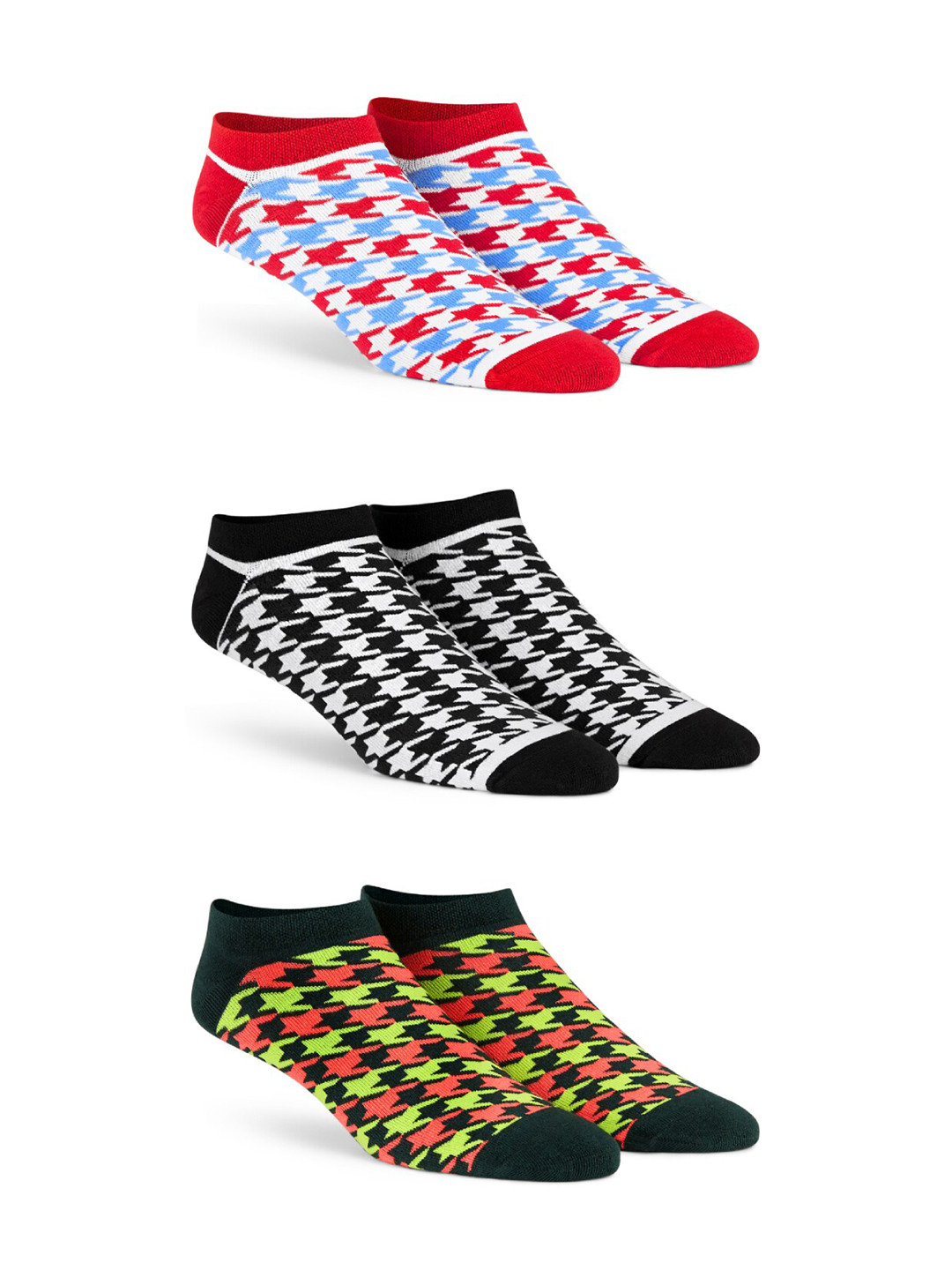 Dynamocks Pack of 3 Printed Ankle length Comfort Band Socks