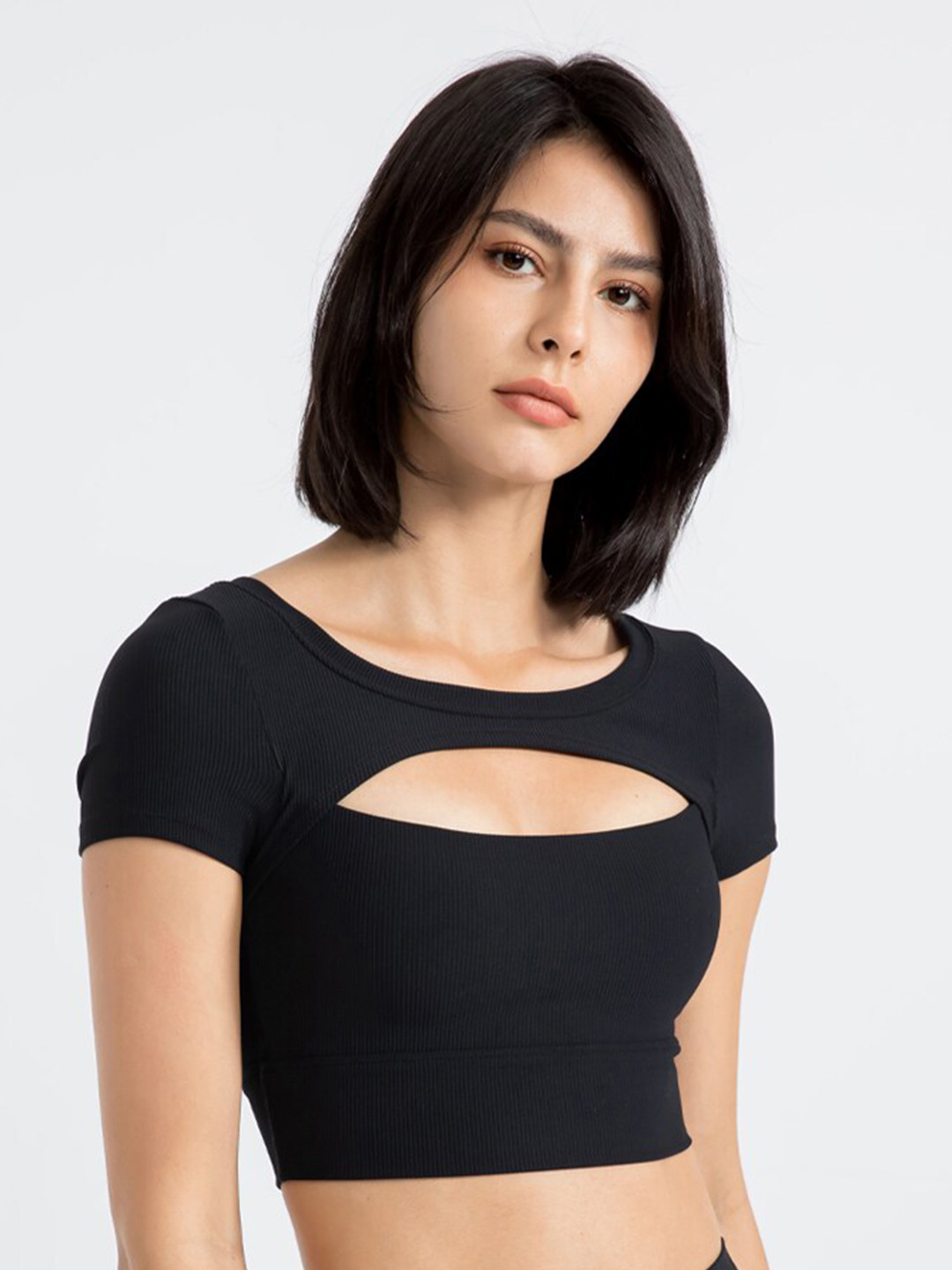 JC Collection Chocker Neck Fitted Crop Top