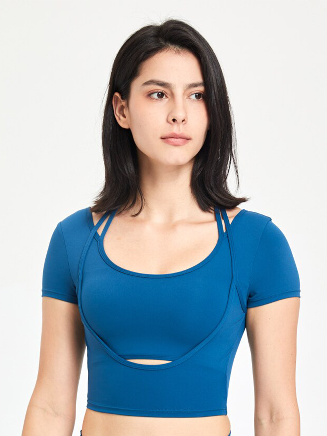JC Collection Scoop Neck Layered Tank Crop Top
