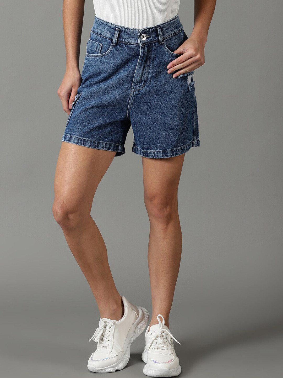 SHOWOFF Women Loose Fit High-Rise Denim Shorts