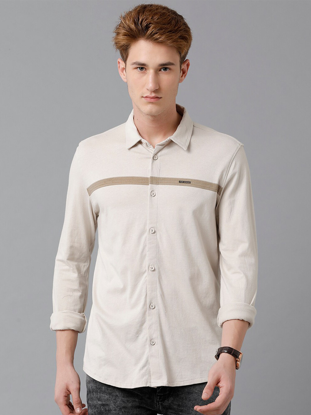 Voi Jeans Long Sleeves Slim Fit Pure Cotton Casual Shirt