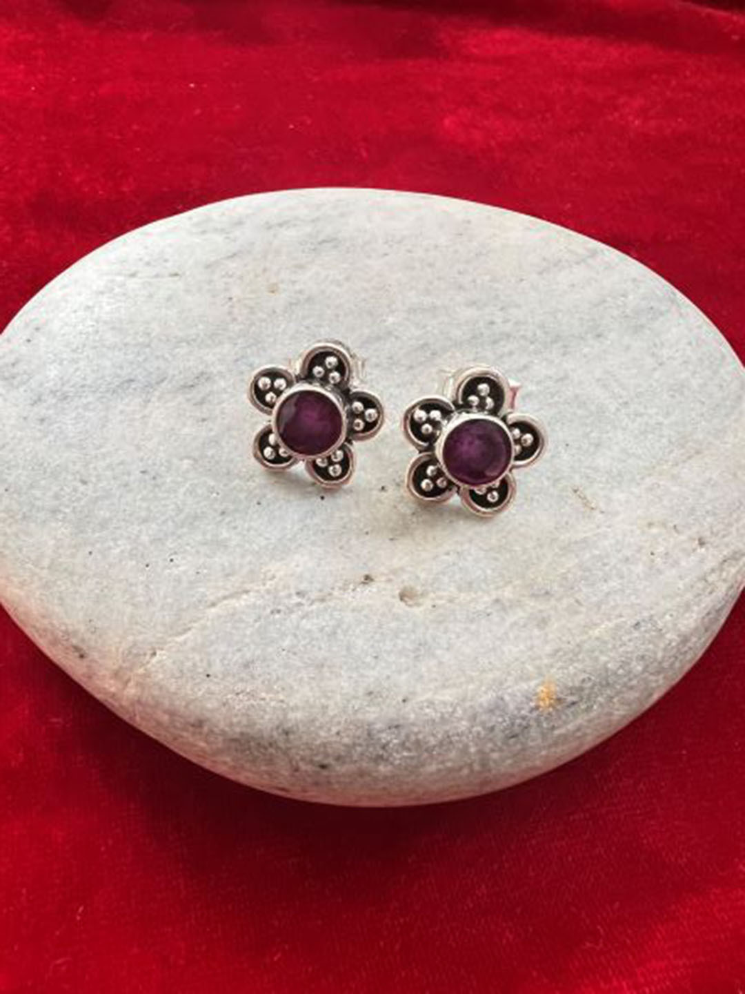 Arte Jewels Floral Sterling Silver Studs Earrings