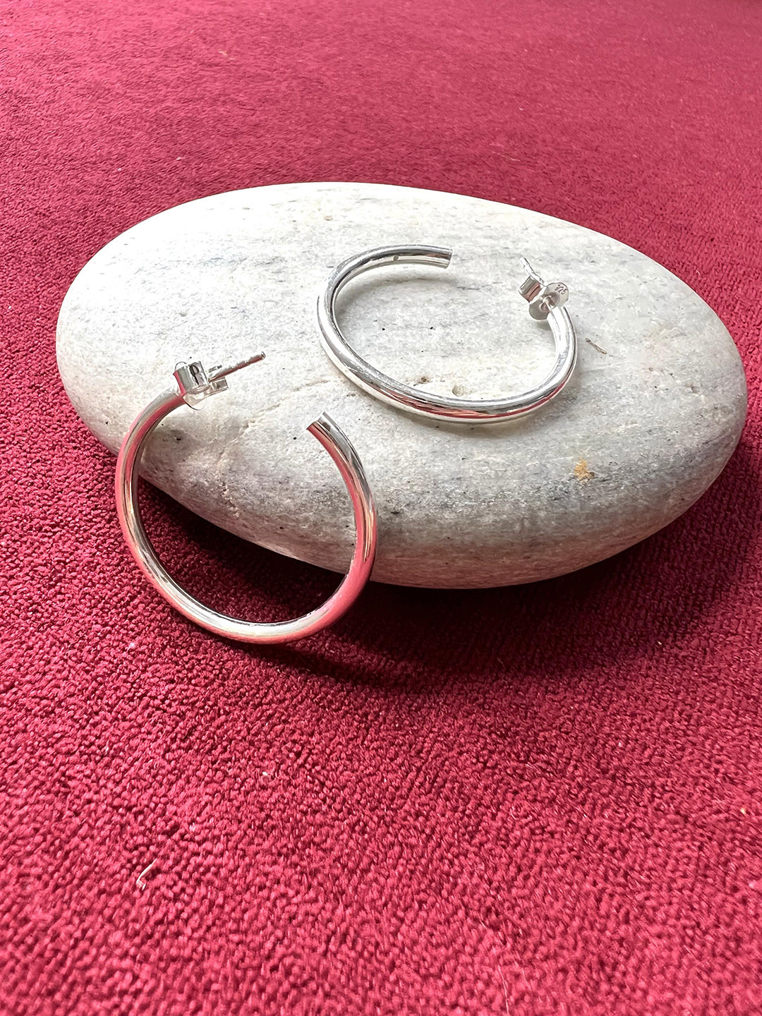 Arte Jewels Circular Sterling Silver Half Hoop Earrings