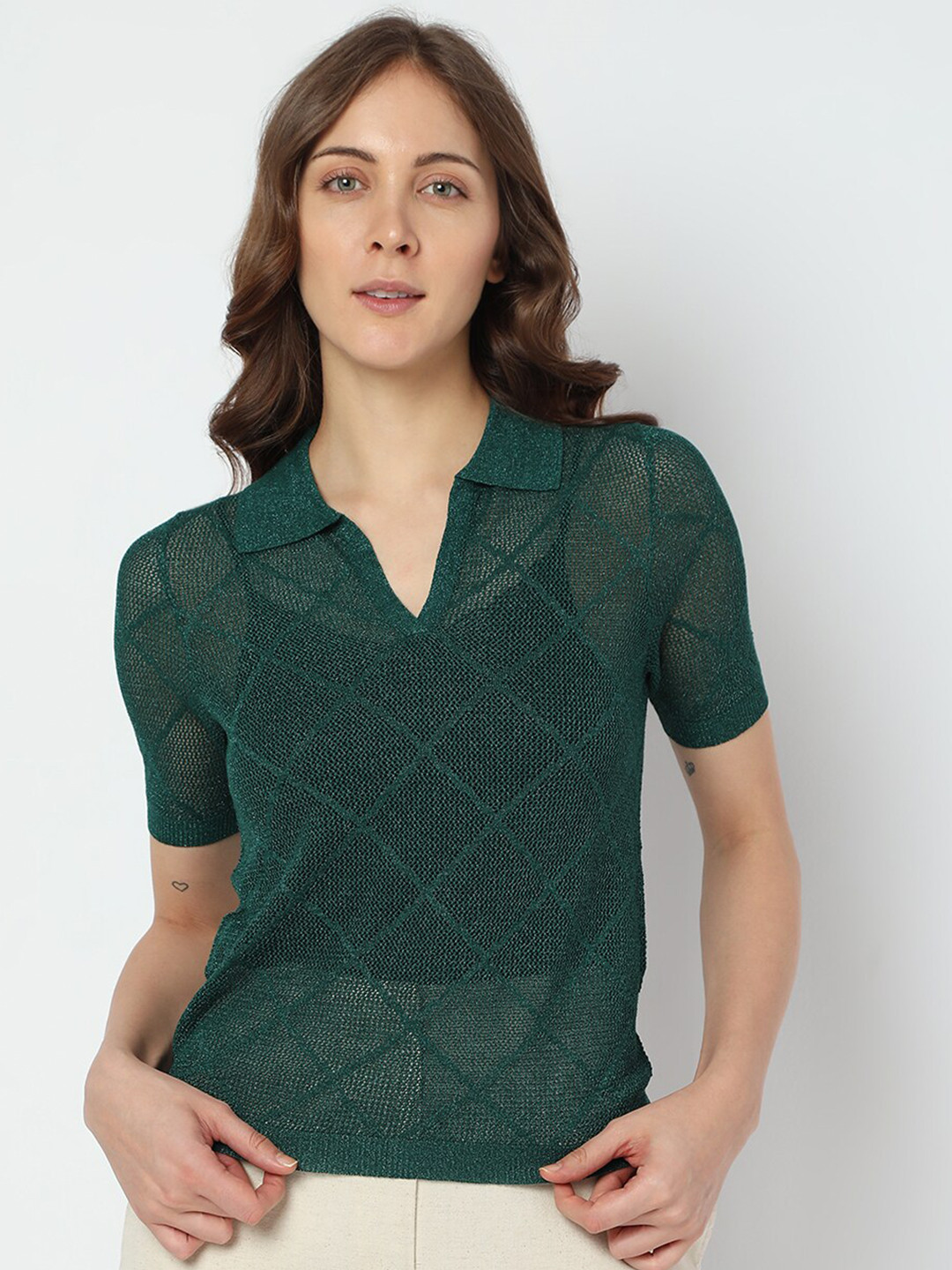 Vero Moda Polo Collar Extended Sleeves T-shirt