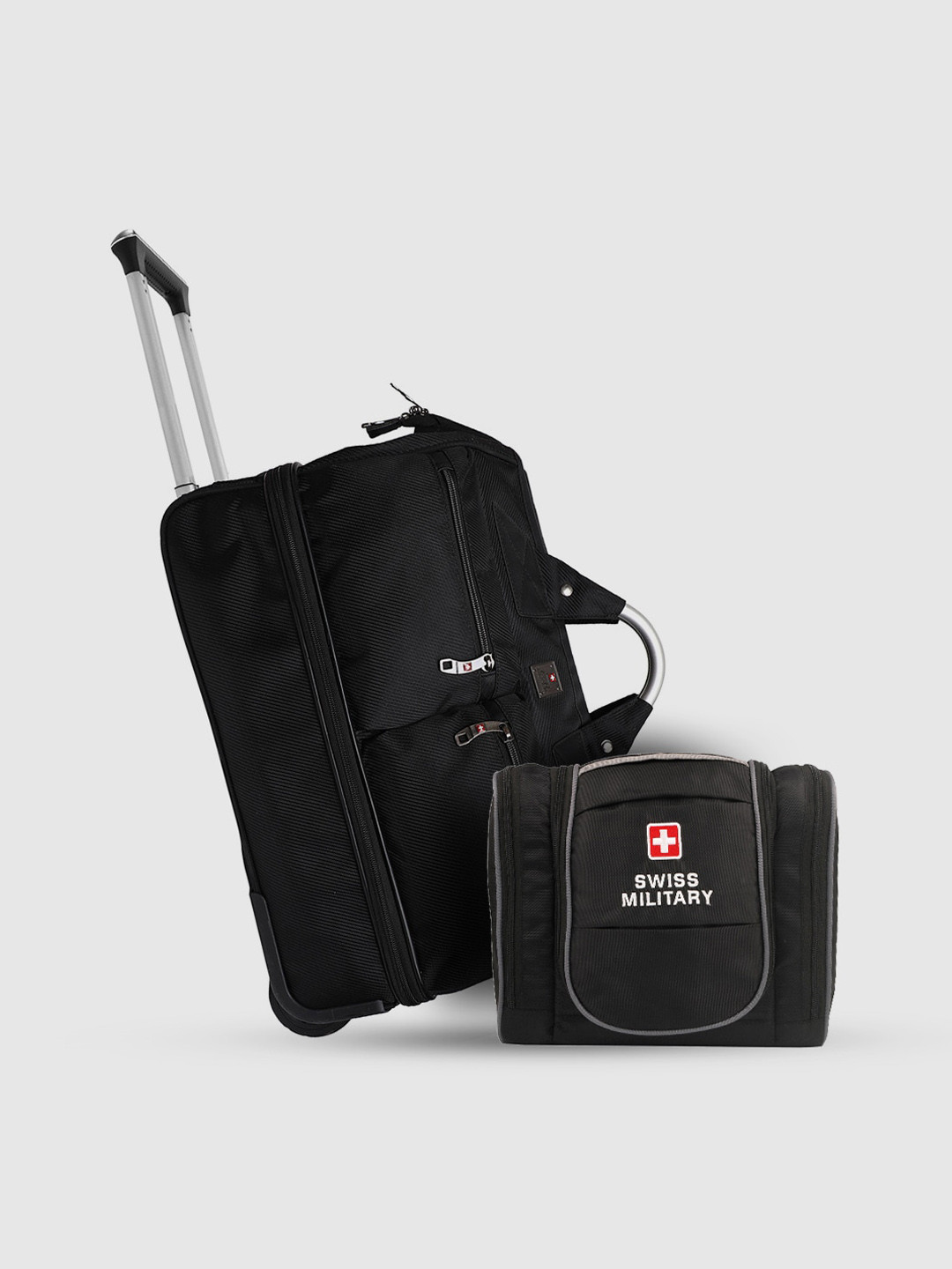 SWISS MILITARY Double Decker Duffle Trolley & Toiletry Bag