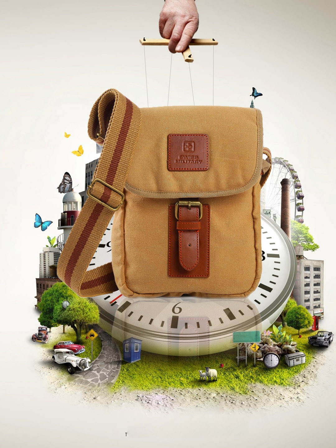 SWISS MILITARY Double Decker Duffle Trolley Bag & Canvas Bag