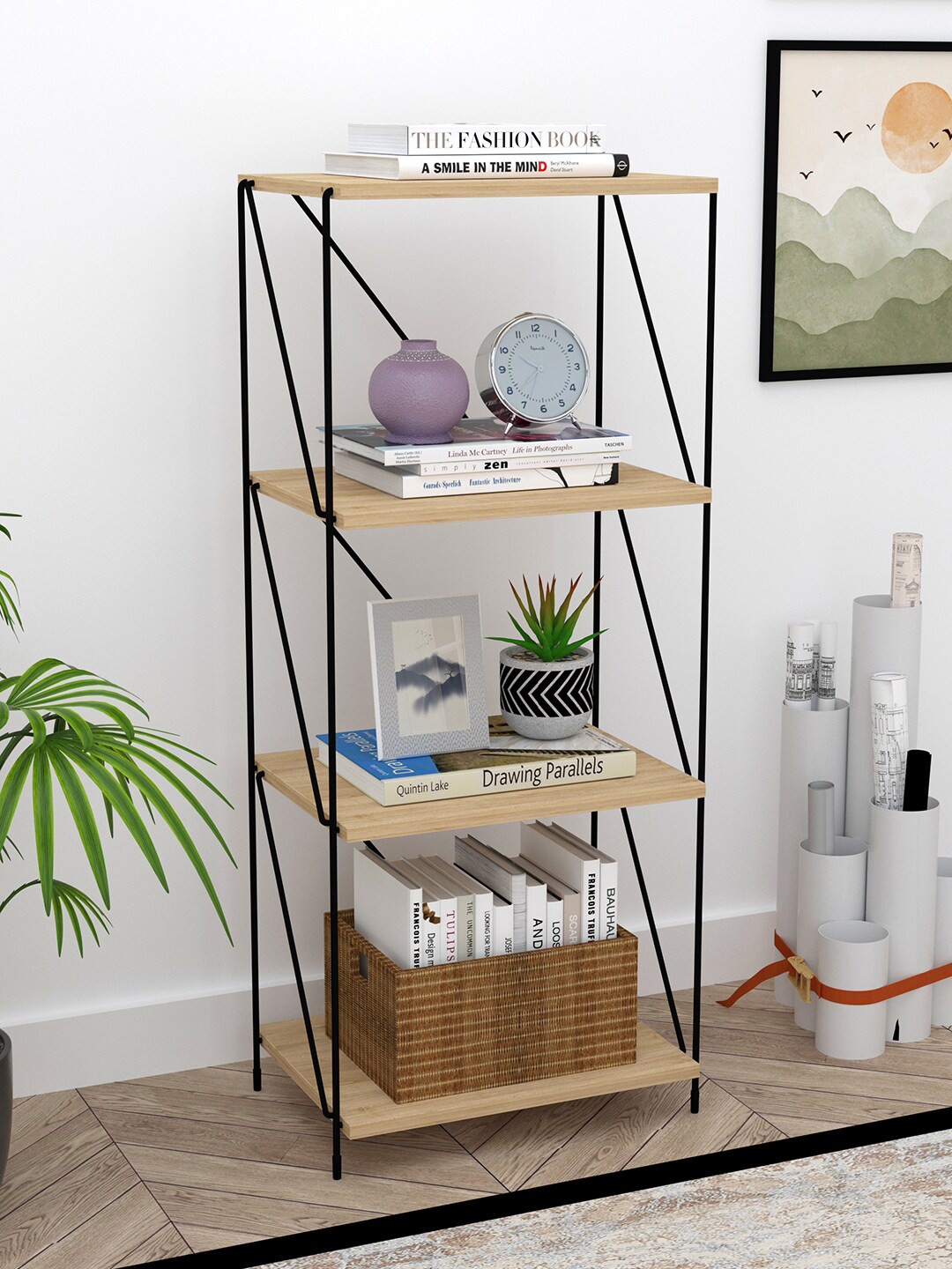 Story@home Brown 4-Tier Durable Ezbo String Rack