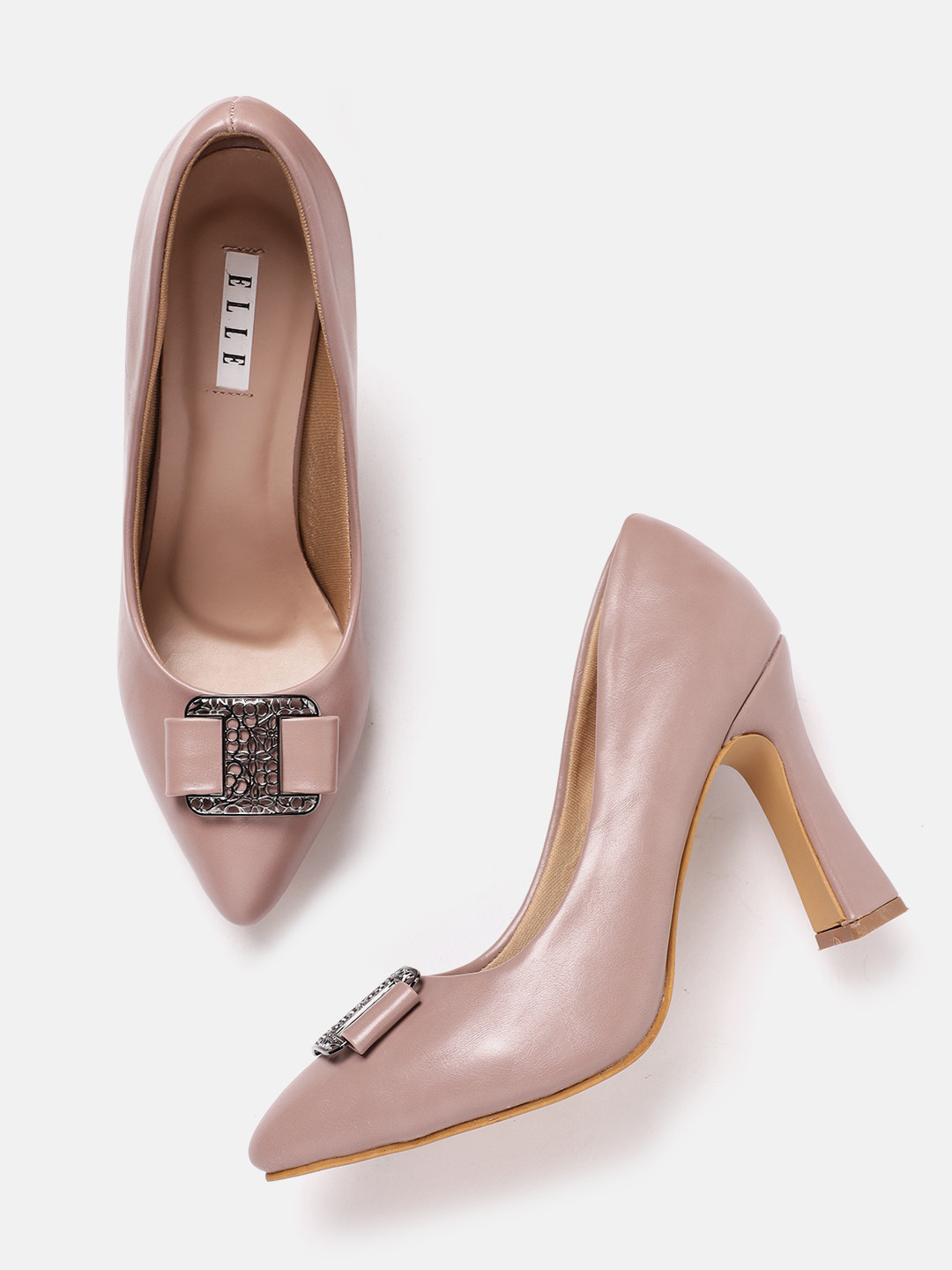 ELLE Block Pumps with Metal Detail