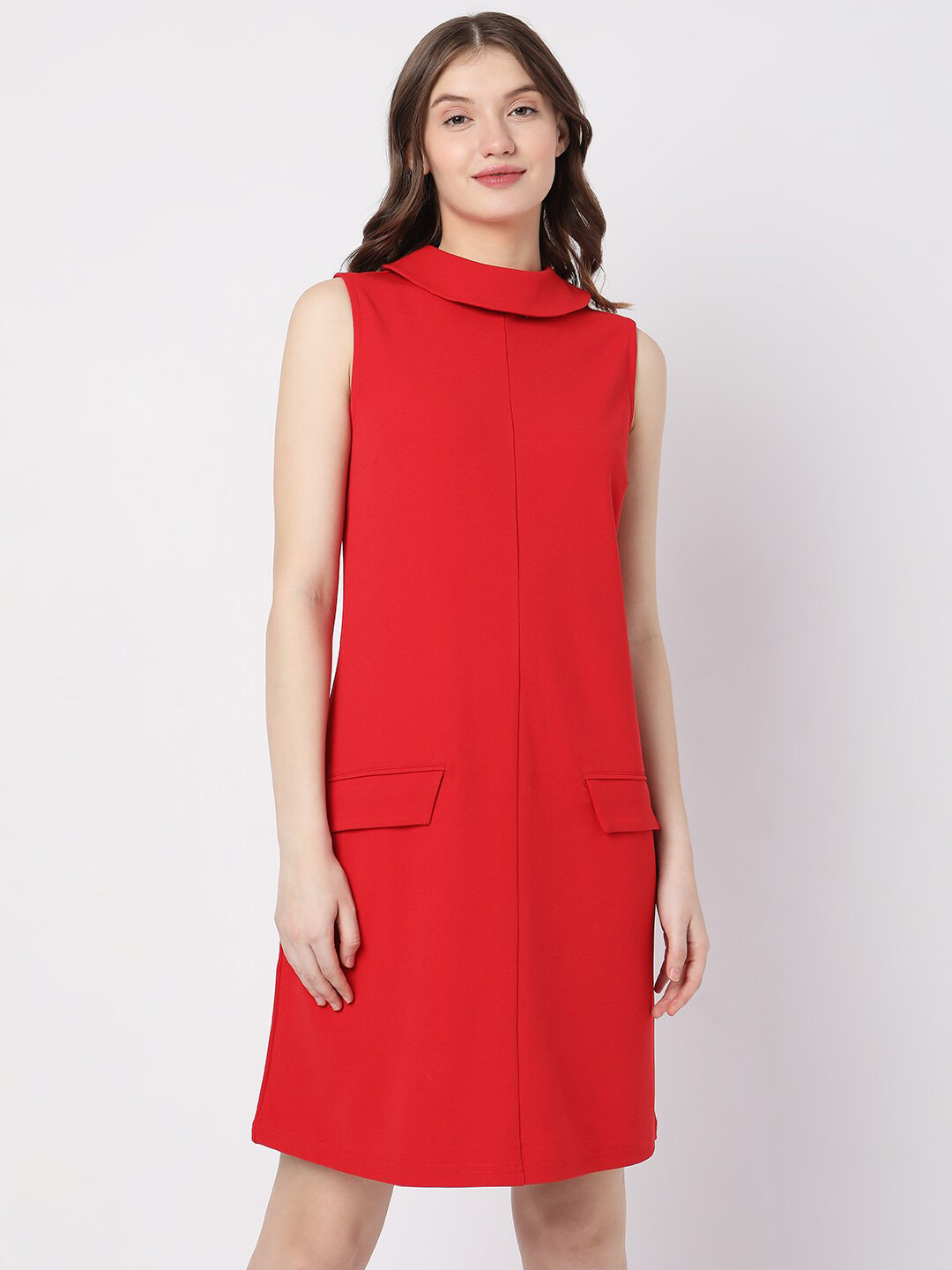 Vero Moda Round Neck Pocket Details Sheath Dress