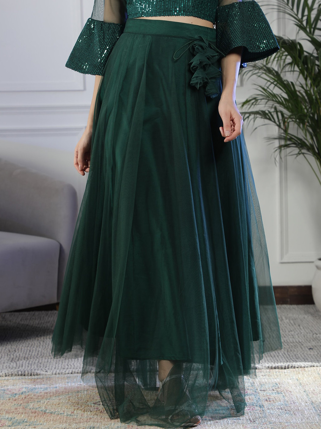 NEUDIS Soft Net Flared Maxi Lehenga Skirt