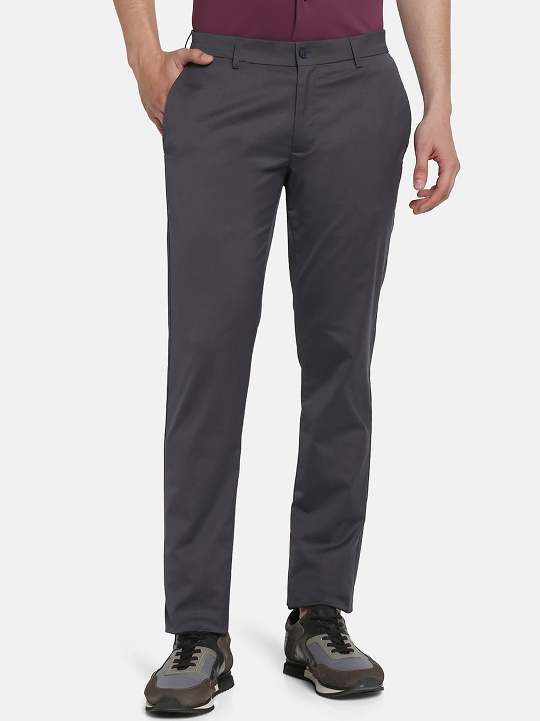 Blackberrys TechPro Men Grey Casual Slim Fit Trousers