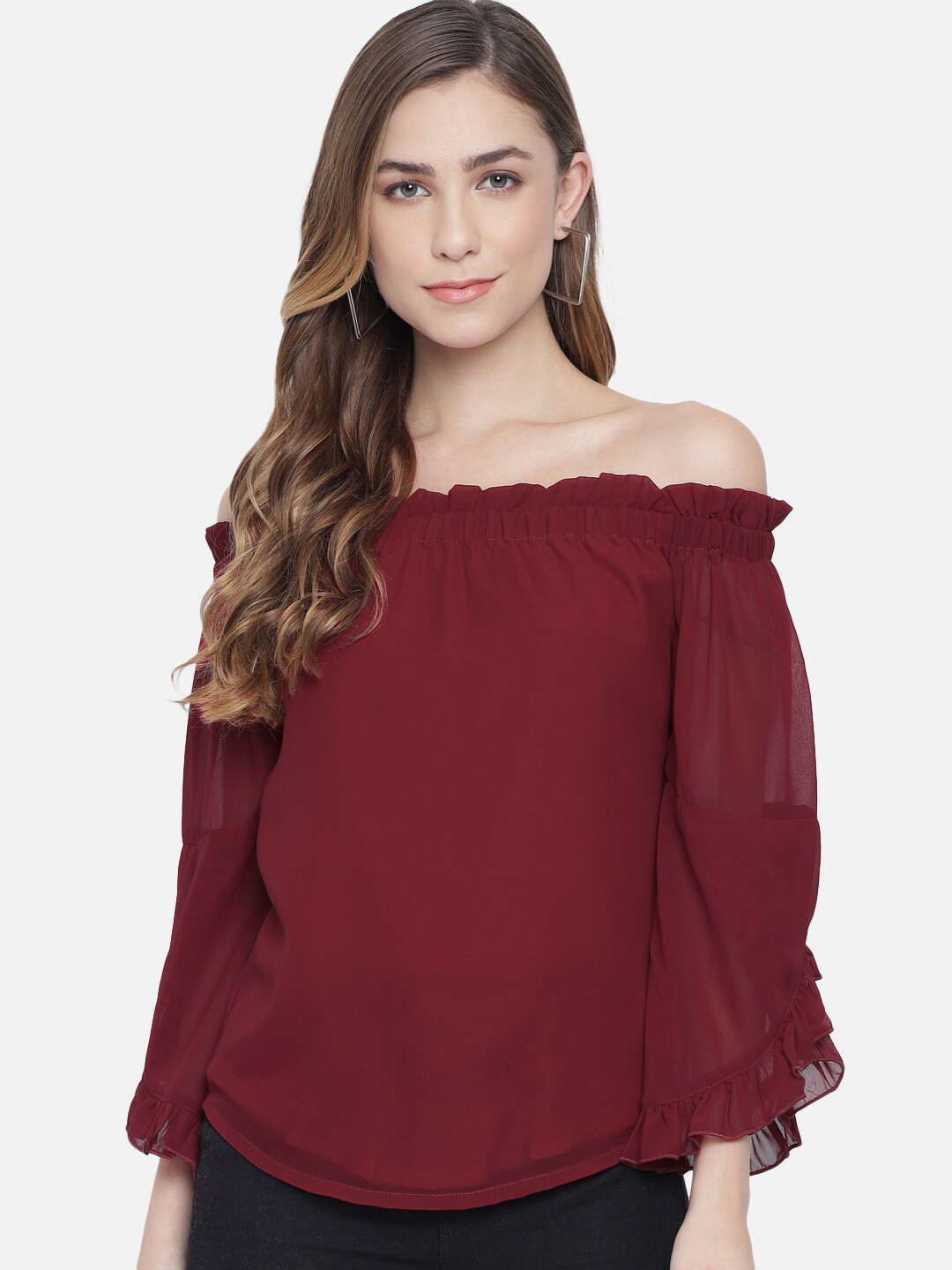 ALL WAYS YOU Off-Shoulder Ruffled Regular Top