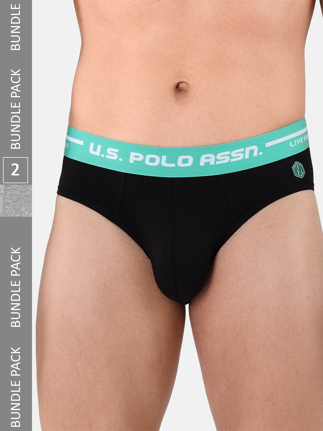 U.S. Polo Assn. Men Logo Pack Of 2 Printed Detail Waistband  IYAH Briefs