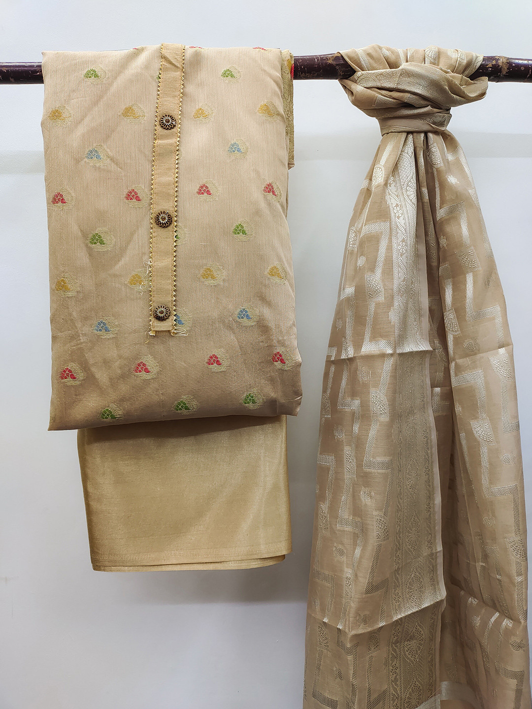 KALINI Woven Floral Gotta Patti Unstitched Dress Material