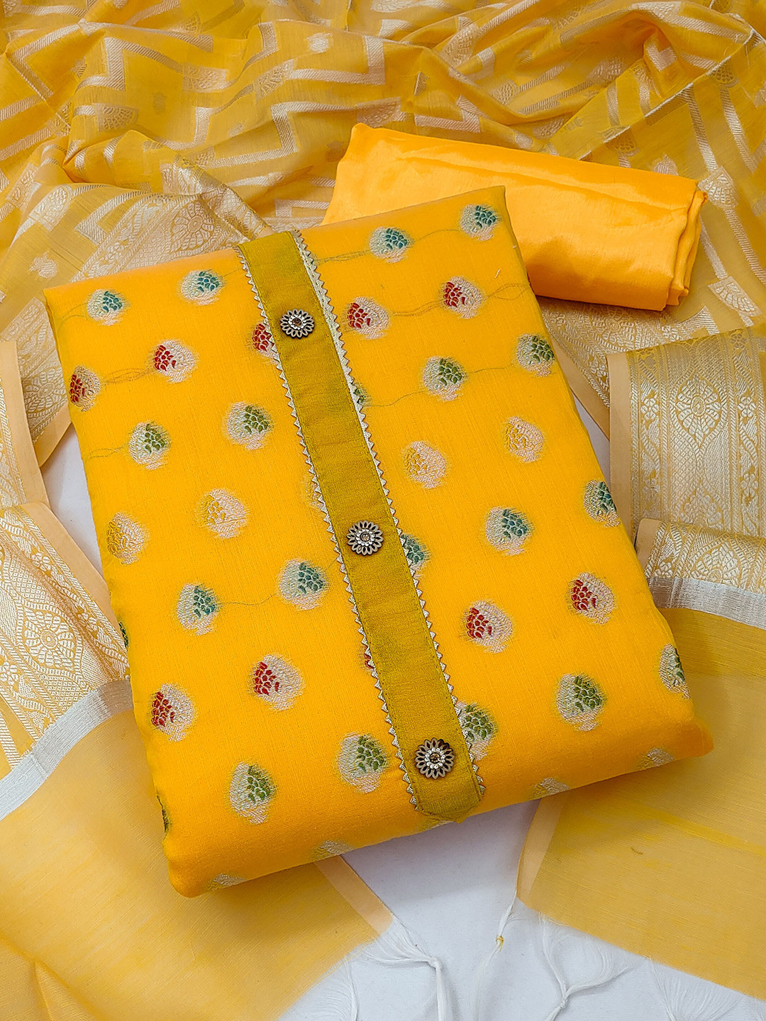 KALINI Woven Design Unstitched Banarasi Dress Material