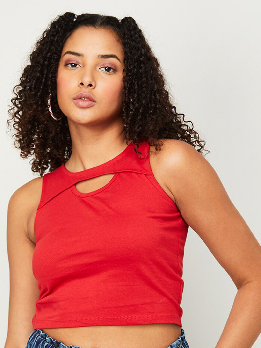Ginger by Lifestyle Chocker Neck Crop Top
