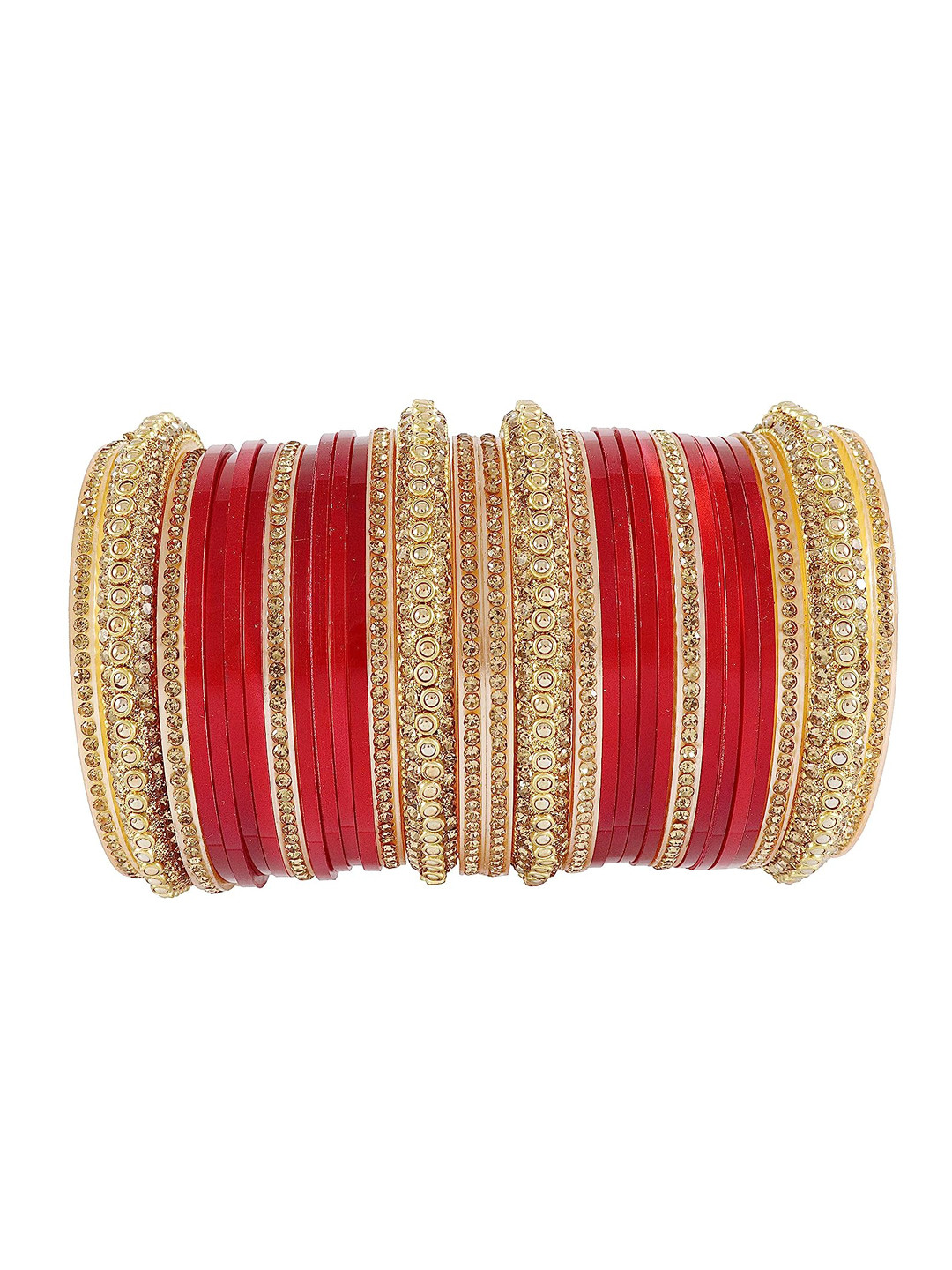 NMII Set Of 30 Zircon Studded Glossy Finished Bangles