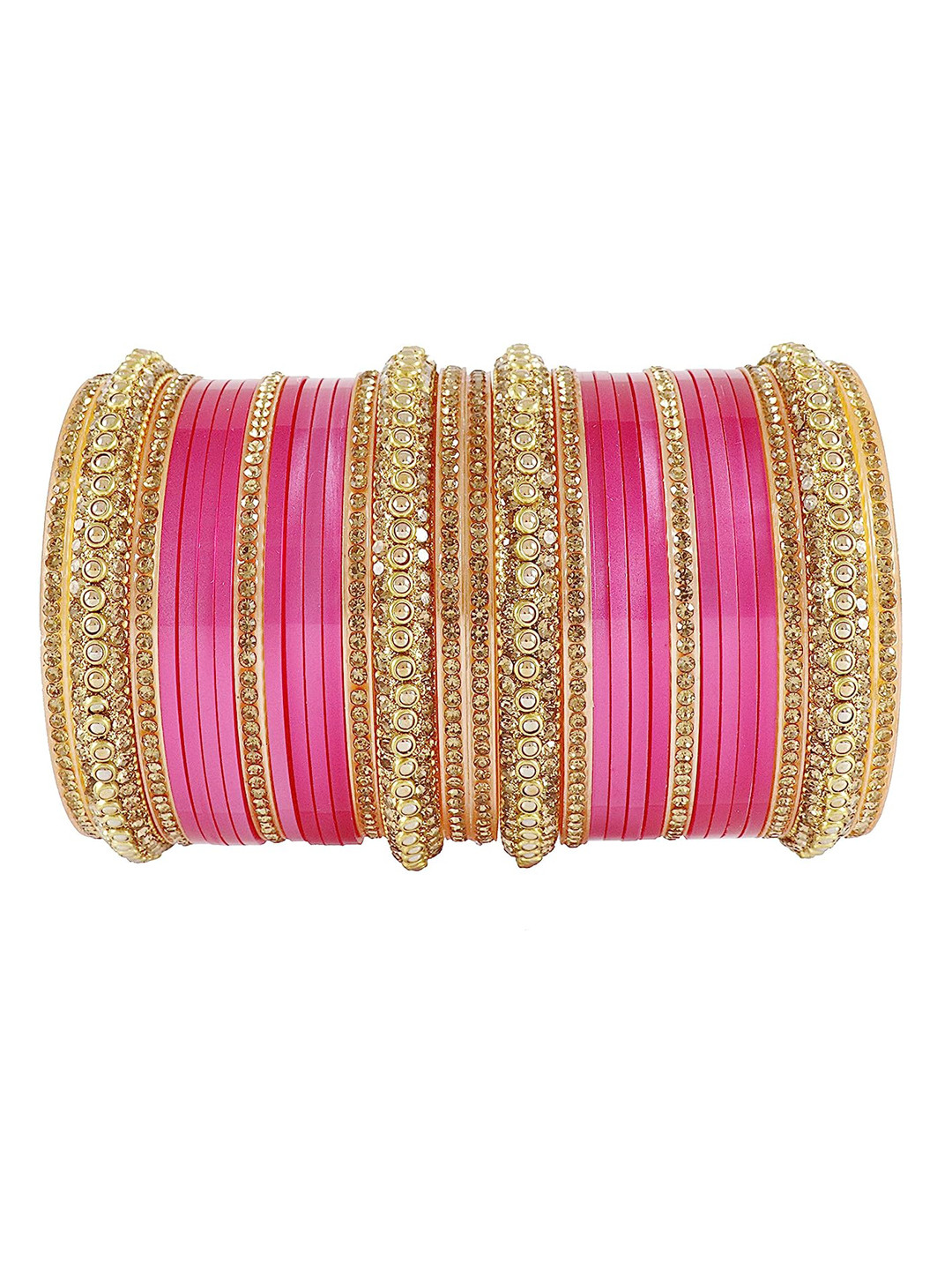 NMII  30-Pcs Stones Studded Chuda Bangle Set