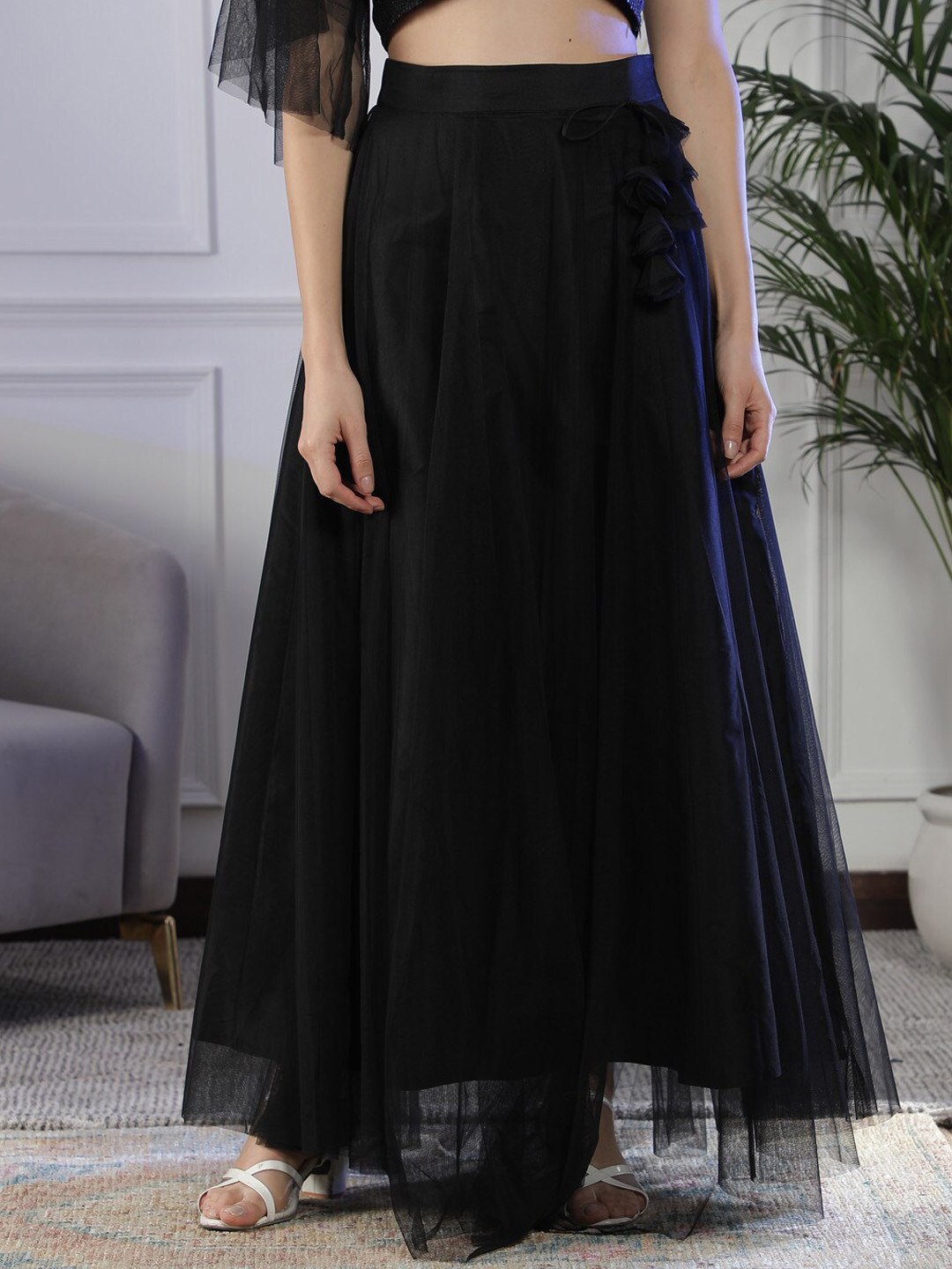 NEUDIS Soft Net Flared Maxi Lehenga Skirt