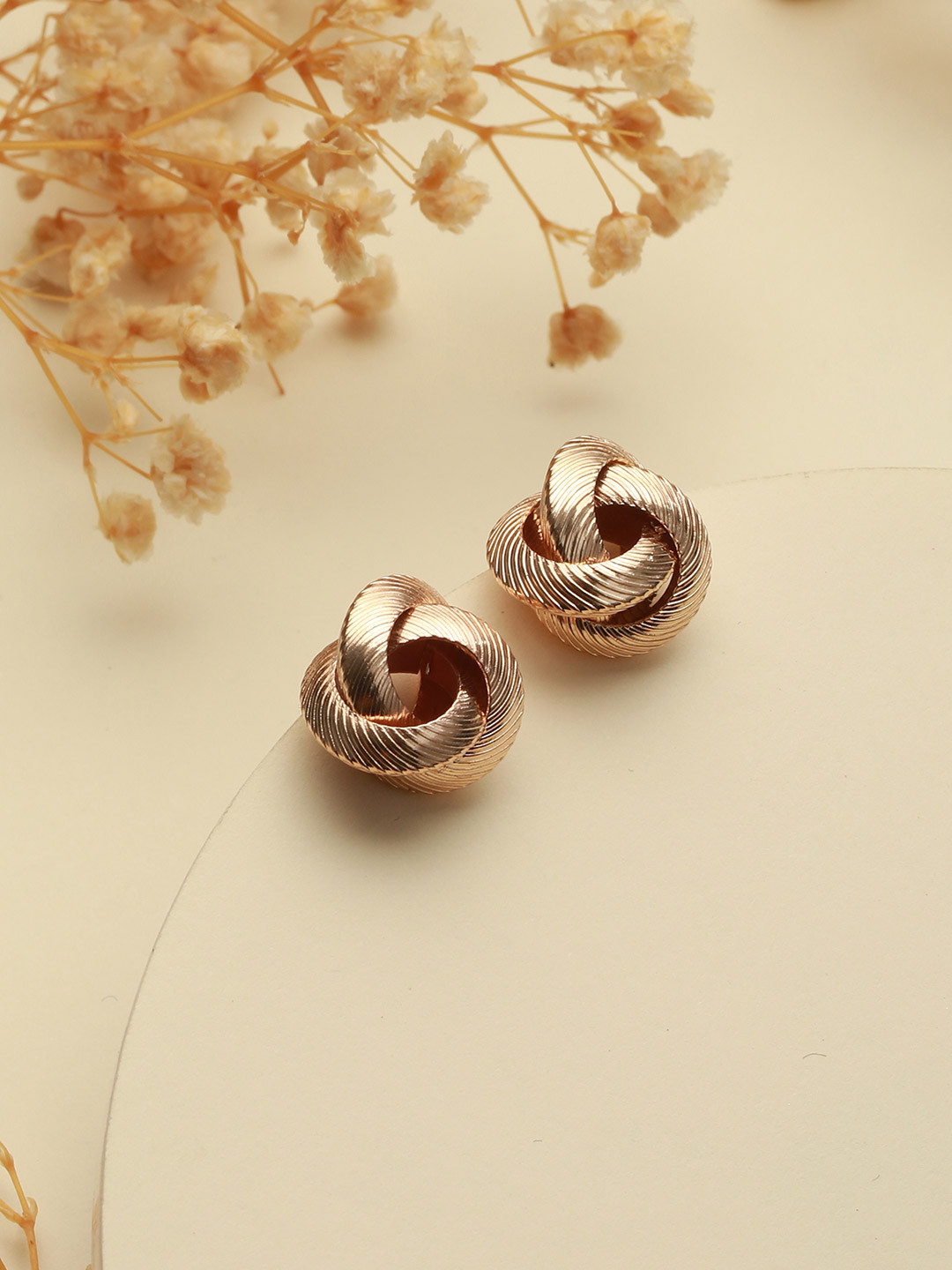 PRITA BY PRIYAASI Rose Gold-Plated Contemporary Studs Earrings