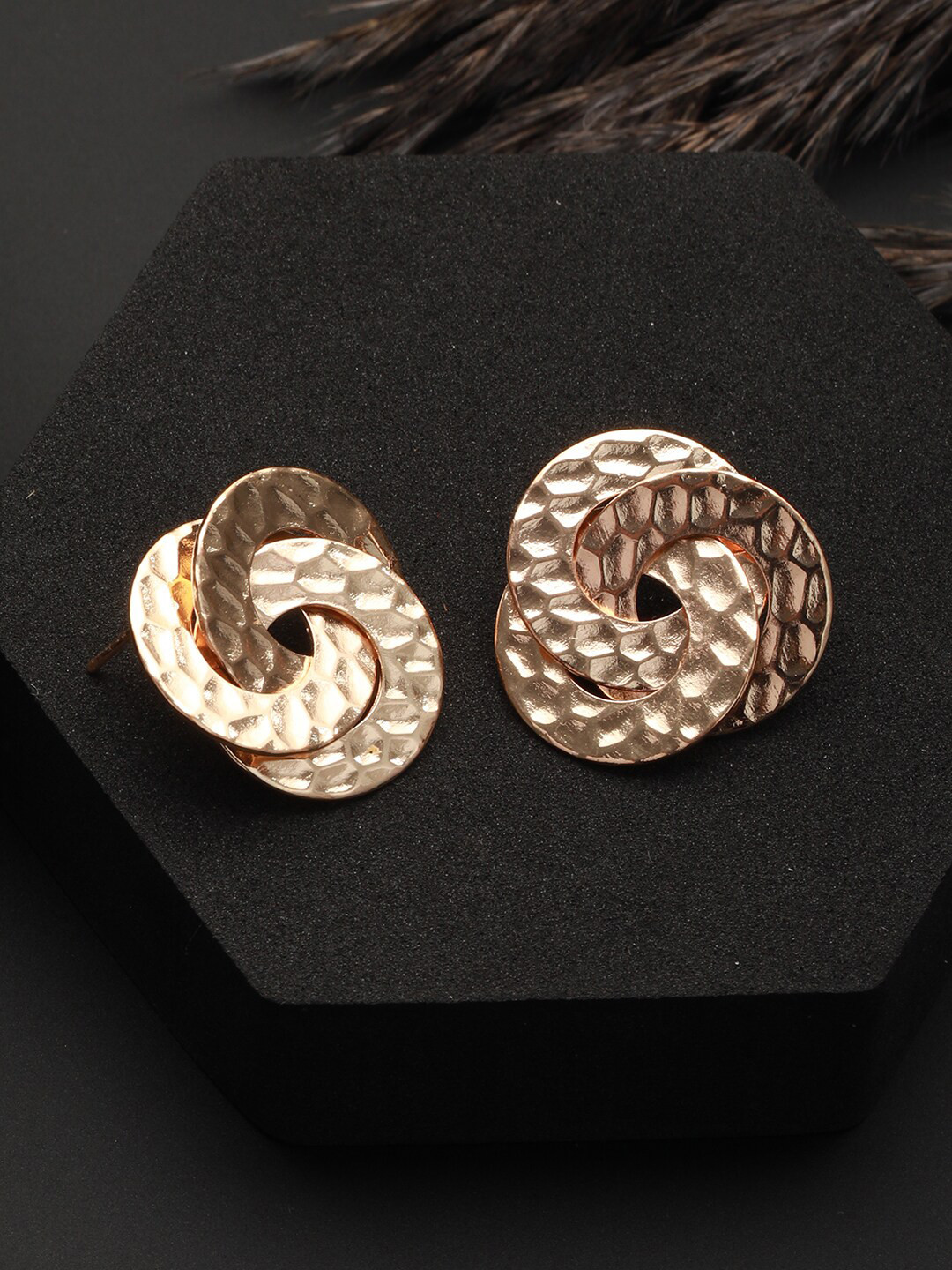 PRITA BY PRIYAASI Rose Gold-Plated Contemporary Studs Earrings