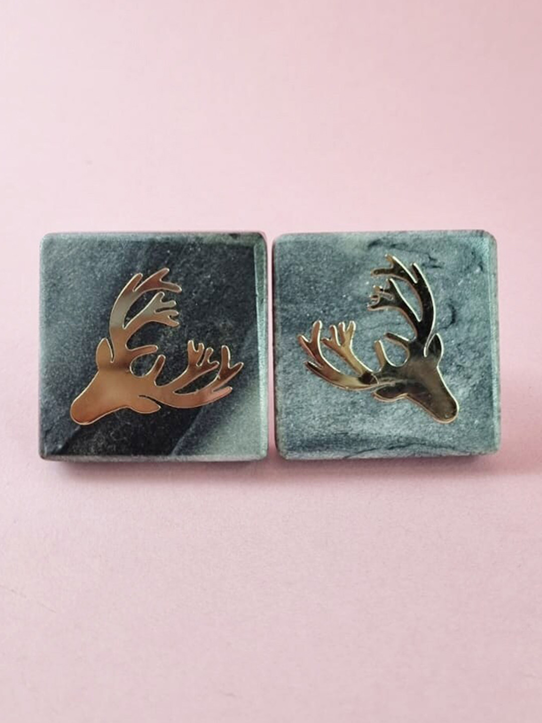 Folkstorys Hiran 2-Pieces Grey Marble Drawer Knobs